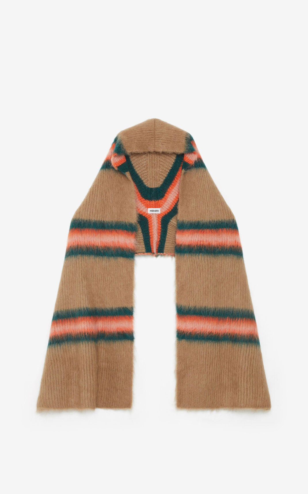 Kenzo Striped alpaca wool Bufanda Hombre Beige Oscuro | 7814603-WV